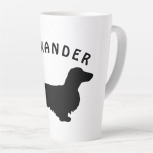 Caneca De Café Latte Cabelo Longo Dachshund - Silhouette 1