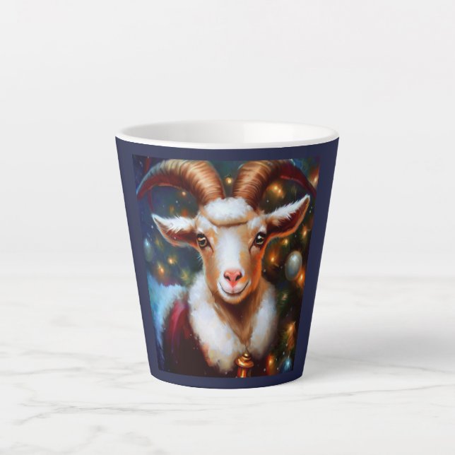 Caneca De Café Latte Cabra de Natal 4 (Frente)