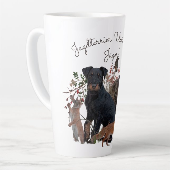 Caneca De Café Latte Caça alemã Terrier (Jagdterrier) (Ângulo esquerdo)