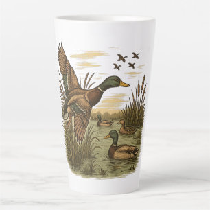 Caneca De Café Latte Caça ao Pato-Marrecão-Retro-Voador
