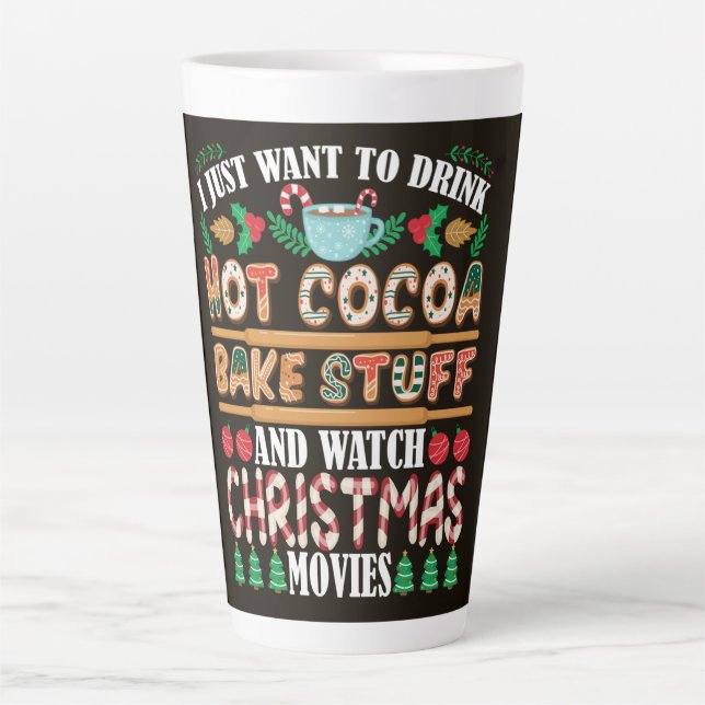 Caneca De Café Latte Cacau Quente, Assar & Filmes de Natal (Frente)