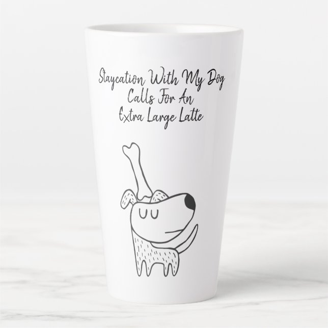 Caneca De Café Latte Cachorro Balançando Osso Em Sua Cotação De Cabeça (Frente)