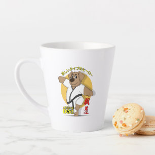 Caneca De Café Latte Cachorro de Karatê   Caneca de Latte