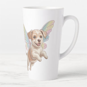 Caneca De Café Latte Cachorro Fofo com Asas de Fada Brilhantes — Animal