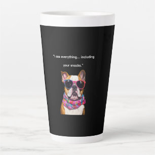 Caneca De Café Latte Cachorro Inteligente com Óculos – Citação Engraçad