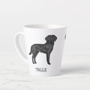 Caneca De Café Latte Cachorro Negro Labrador Retriever Design Seu Nome