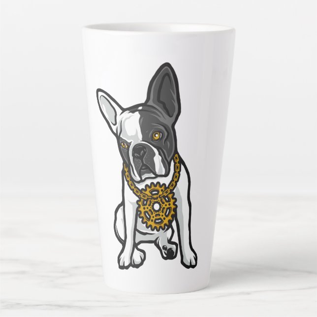 Caneca De Café Latte Cachorro Pug Estilo de Rua (Frente)