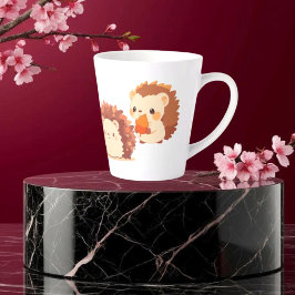 Caneca De Café Latte Cachorros do outono - Animais da Floresta de Kawai