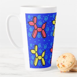 Caneca De Café Latte Cães Balões com Bolinhas e Suavimentos