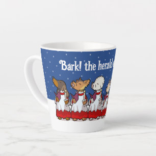 Caneca De Café Latte Cães engraçados cantando carols natalinos Pug Pome