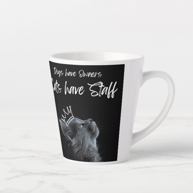 Caneca De Café Latte Cães têm donos, gatos têm funcionários (Direita)