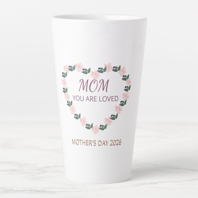 Caneca De Café Latte Café Amor de Peônia para Mamãe (Frente)
