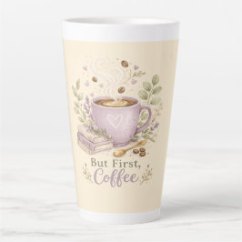 Caneca De Café Latte Café Aquarela Lavanda Aconchegante