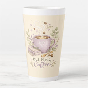 Caneca De Café Latte Café Aquarela Lavanda Aconchegante