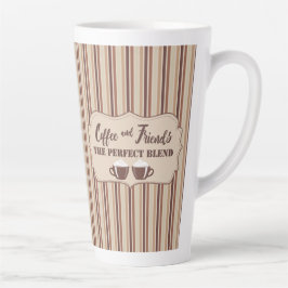Caneca De Café Latte Café com Stripe Castanho e Café Amigos