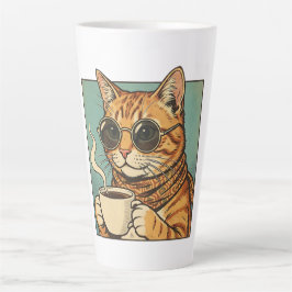 Caneca De Café Latte Café Cool Cat Design Retro para Amantes de Gatos