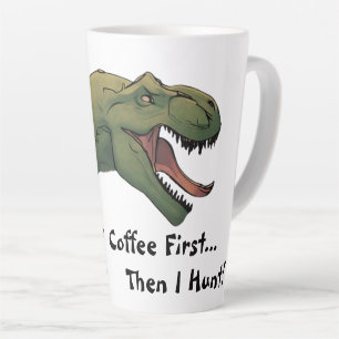 Caneca De Café Latte Café De Dinossauro T-Rex Primeiro E Eu Cego