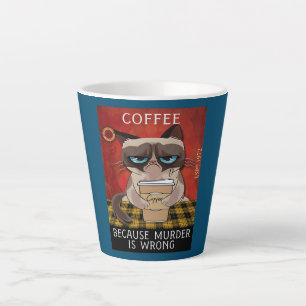 Caneca De Café Latte Café De Pintura Porque O Assassinato É Um Gato Err