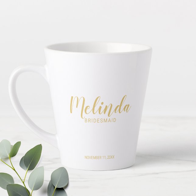 Caneca De Café Latte Café Dourado de Bridesmaids Personalizados de Scri (Criador carregado)