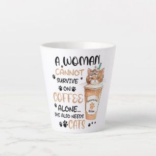 Caneca De Café Latte Café e Gatos - Arte Kawaii Cute