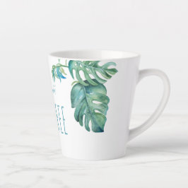 Caneca De Café Latte Café Flamingo Rosa Tropical de Aquarela