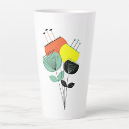 Caneca De Café Latte Café Floral Moderno Mug