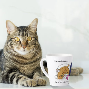 Caneca De Café Latte Café Laranja Gengibre Gata Engraçado