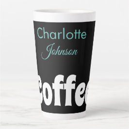 Caneca De Café Latte Café | Nome Tipografia do Teto Negro Na moda