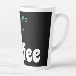 Caneca De Café Latte Café | Nome Tipografia do Teto Negro Na moda