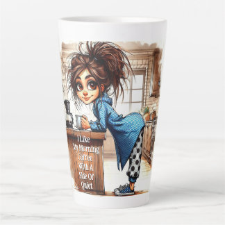 Caneca De Café Latte Café Quirky Dama Lado De Lata Silenciosa
