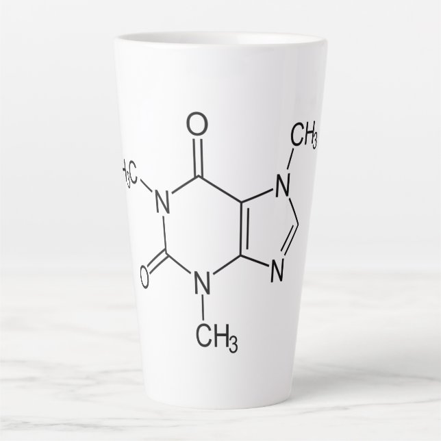 Caneca De Café Latte Caffeine Molecule Chemistry Átomos de café (Frente)