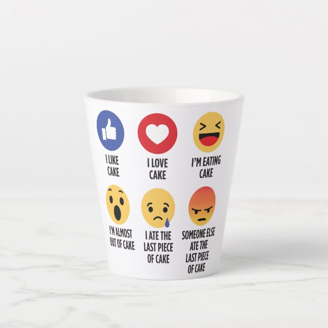 Caneca De Café Latte Cake Emojis (Frente)