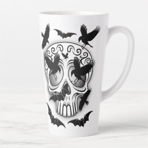 Caneca De Café Latte Calaveras Decorativas do Halloween