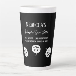 Caneca De Café Latte Calça de abóbora preta do Halloween Doce ou legal