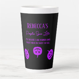 Caneca De Café Latte Calça de abóbora preta do Halloween Doce ou legal