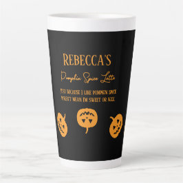 Caneca De Café Latte Calça de abóbora preta do Halloween Doce ou legal