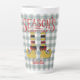 Caneca De Café Latte Calçados Elf de Saudações da Época Personalizados