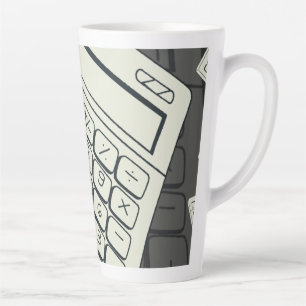 Caneca De Café Latte Calculadora Minimalista e Ilustração de Padrão Mat