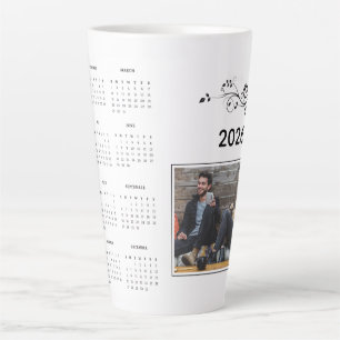 Caneca De Café Latte Calendário de Fotografias de 2026 Moderno com Folh