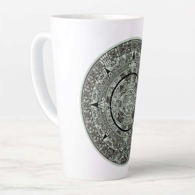 Caneca De Café Latte Calendário maia 1 do Aztec Sun Stone do México (Ângulo esquerdo)