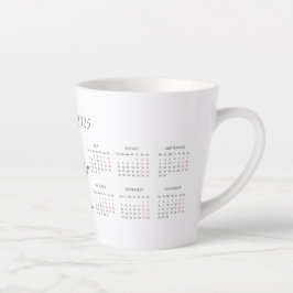 Caneca De Café Latte Calendário Personalizado 2025 da Encantadora Red R