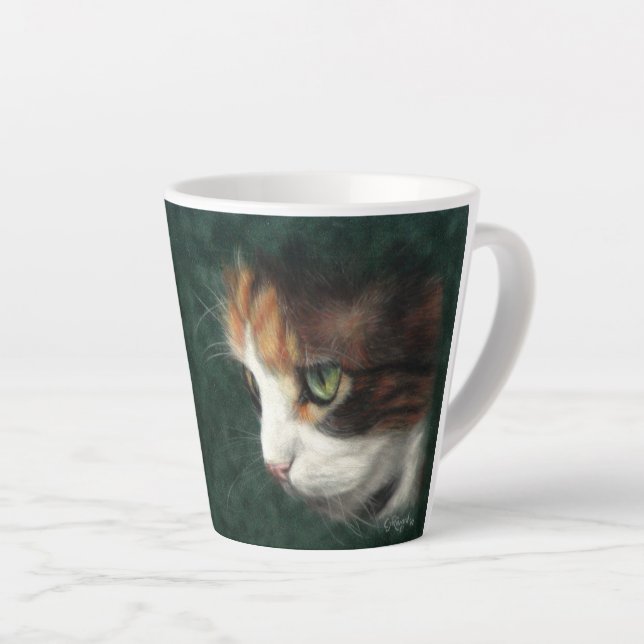 Caneca De Café Latte Calico cat kitten (Ângulo direito)