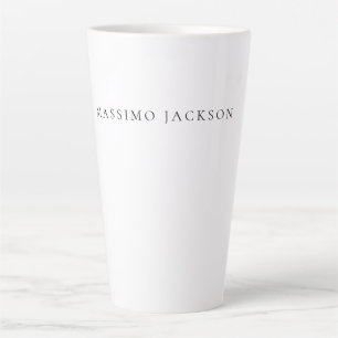 Caneca De Café Latte Caligrafia de Nome Próprio Chic Simples Preto Bran