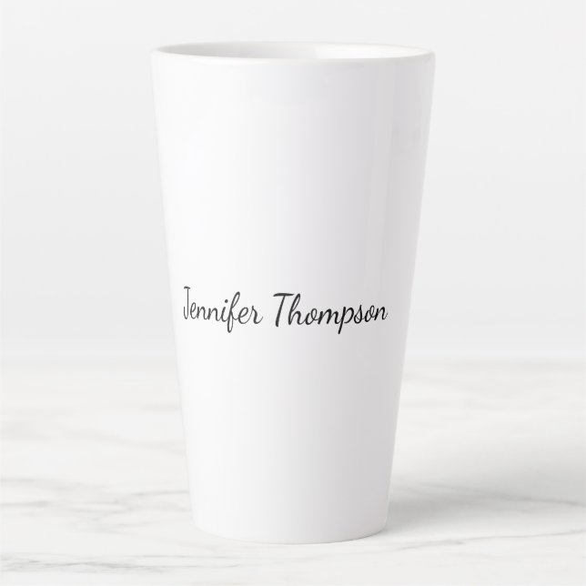 Caneca De Café Latte Caligrafia Elegante Simples Nome Simples (Frente)