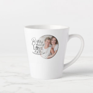 Caneca De Café Latte Caligrafia Mínima Foto Aniversário Nora