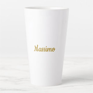Caneca De Café Latte Caligrafia Profissional Elegante Cor Dourada