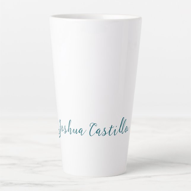Caneca De Café Latte Caligrafia Simples Simples Nome Profissional (Frente)