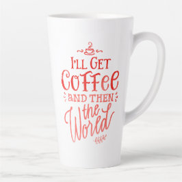 Caneca De Café Latte Caligrafia Vermelha com Coffee Quote Inspiracional