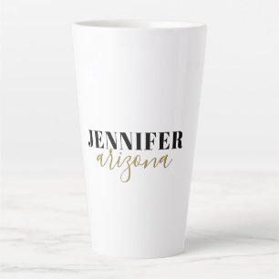 Caneca De Café Latte Calliografia - Placa Elegante Adicionar Nome Própr