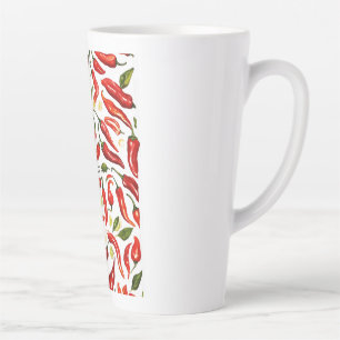 Caneca De Café Latte Calor picante: Folha de Ilustração de Chilis Taila
